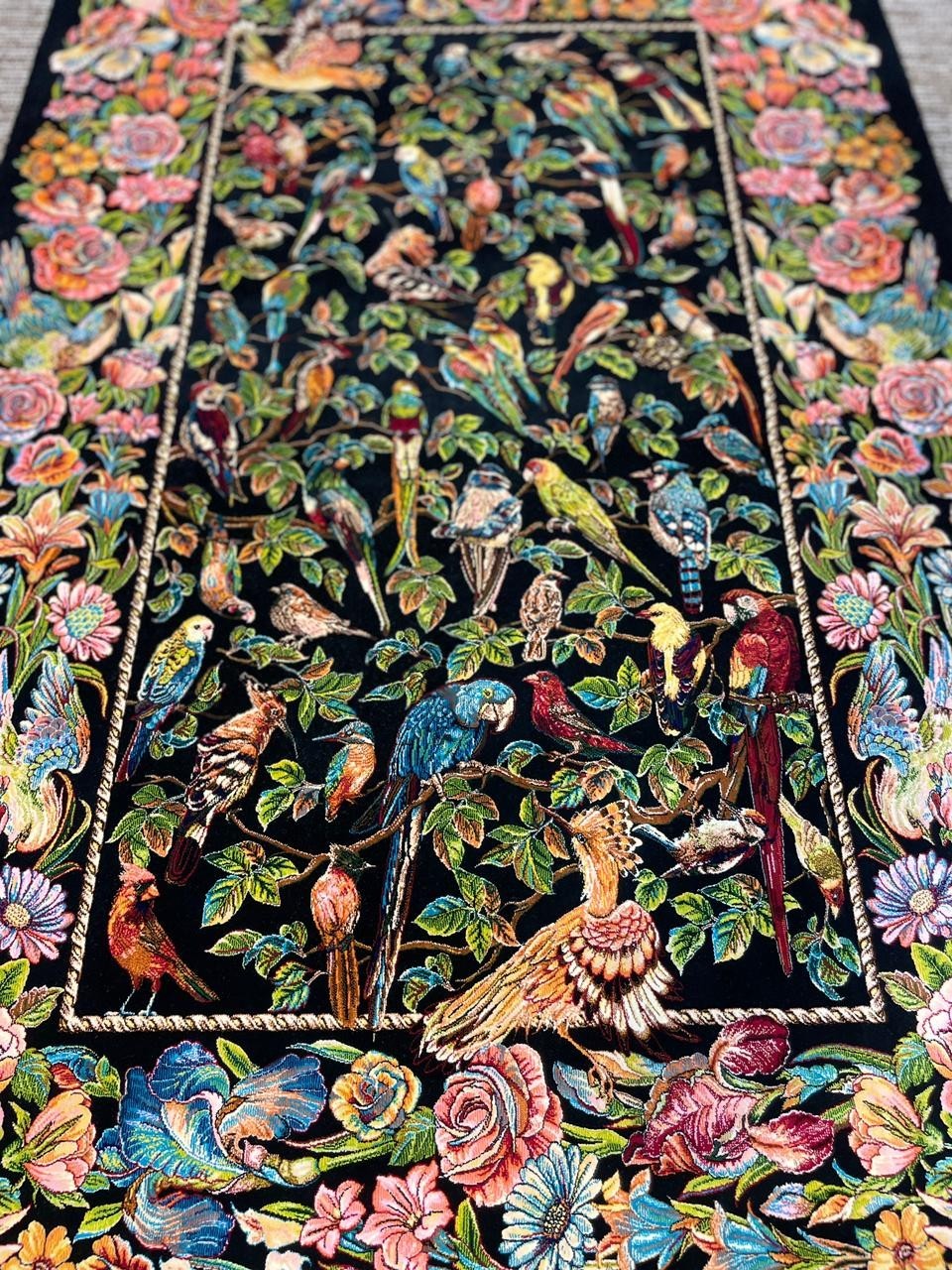 Fine Silk Rug 3 x 5 ft Bird Floral Artistry Design Soft Silk Rug 91 x 152 gallery