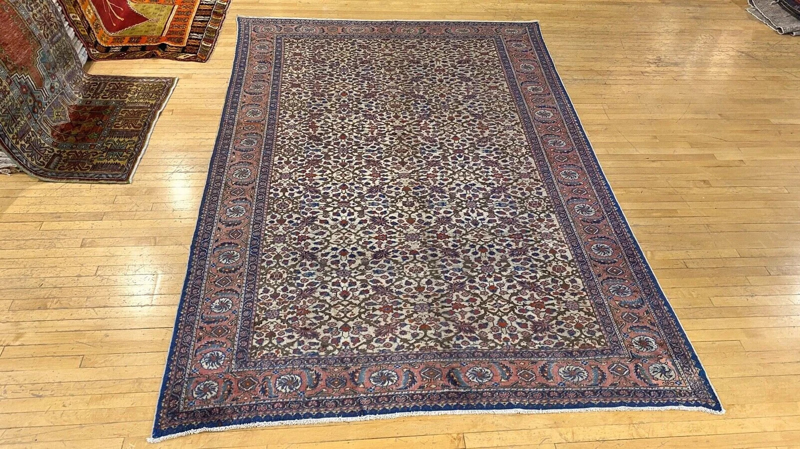 Pre-1900's Antique Wool Pile Natural Dye Bohemian Hereke Area Rug 7x10ft gallery