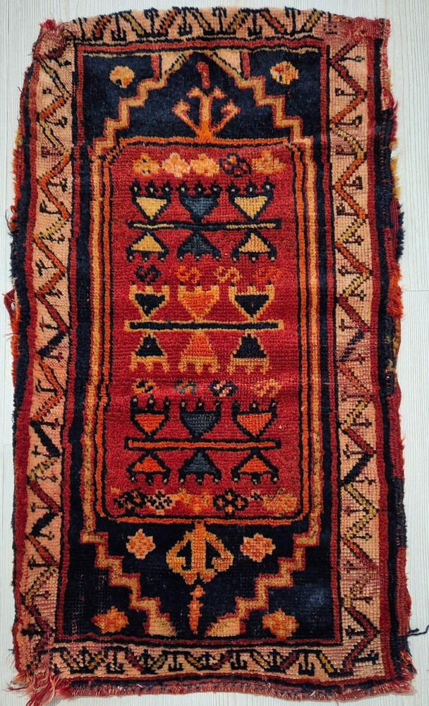 Antique Rug Pillow, Anatolian Small Rug, Auction,Kurdish Pillow Rug, Hand Woven