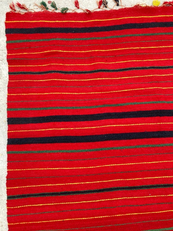 Vintage Traditional Handmade Turkish Striped Wool Floor Rug 223x212 cm gallery