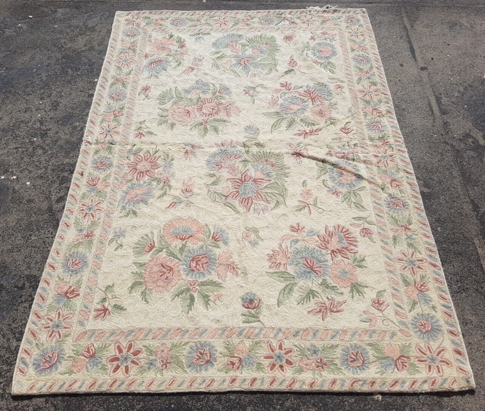 Vintage Hand Woven Traditional Kashmiri Multicolor Kilim Rug Carpet 147x119 cm