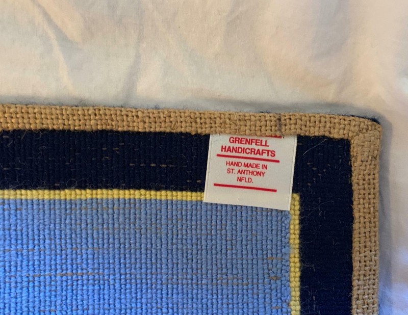 Antique Grenfell Rug 3 Canada Geese in Flight Midnight Sun Large 30" Hand Made gallery