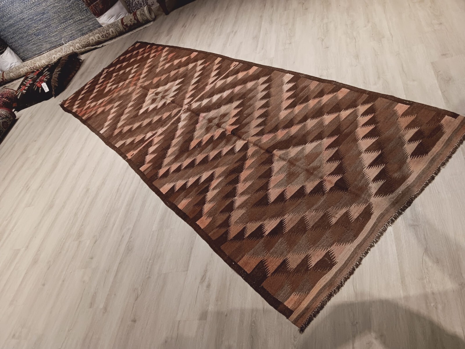 ESATATE CIRCA 1960 5'x14' RUNNER KILIM REVERSIBLE FLAT-WEAVE WOOL RUG 582529 gallery