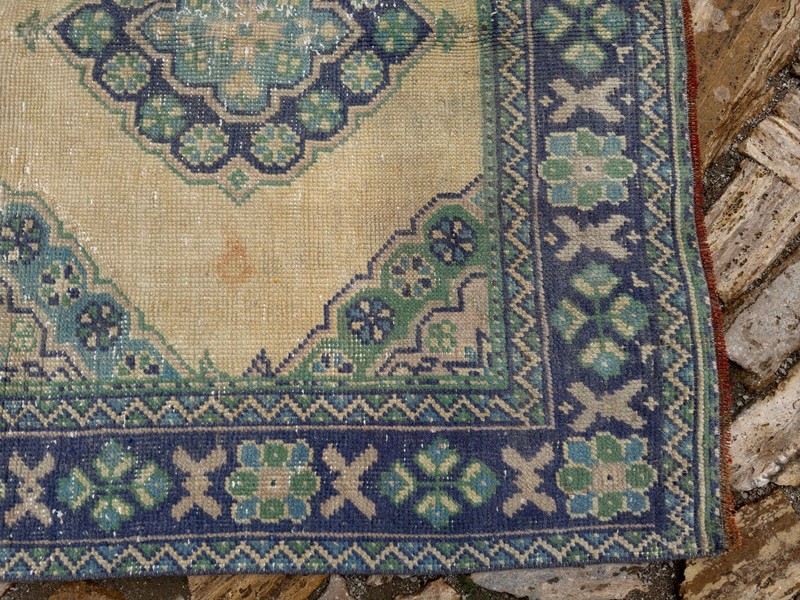 Hand-Knotted Vintage Blue Carpet 4x11 Traditional Muted Area Living Room Rug gallery