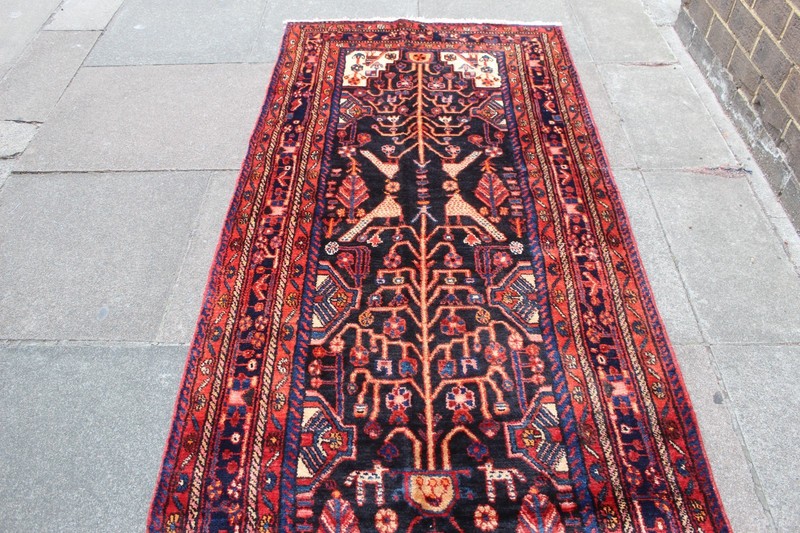 Vintage Hand Made Traditional Oriental Wool Black Narrow Long Runner 485x105cm gallery