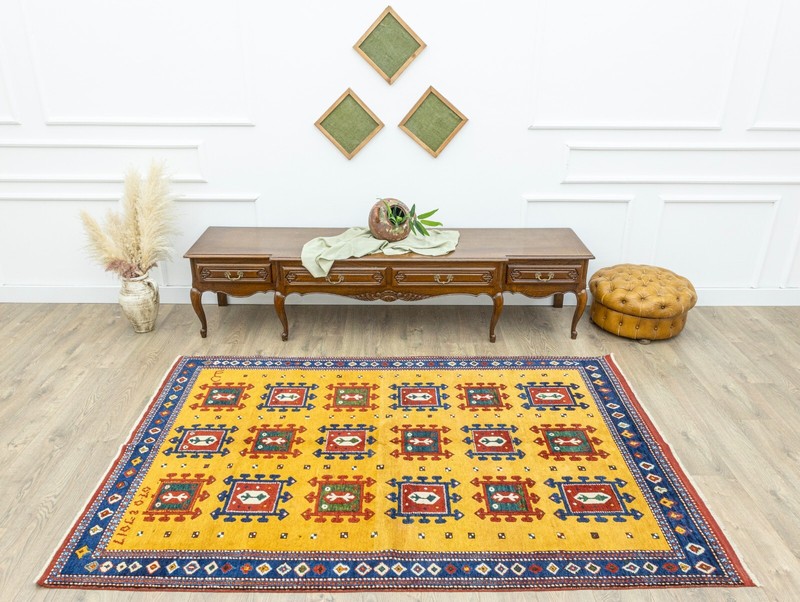 Hand-Knotted 5.3x7.10 ft Turkish Oushak Area Rug,Antique Style Natural Color Rug gallery
