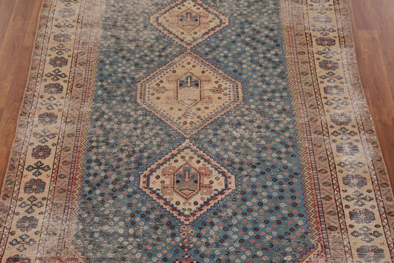 Blue Vegetable Dye Antique Geometric Tribal Traditional Hand-made Rug 4x7 Carpet gallery