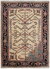 8×12 Rare Vintage Handmade Traditional Oriental Area Rug Sampler Design Ivory