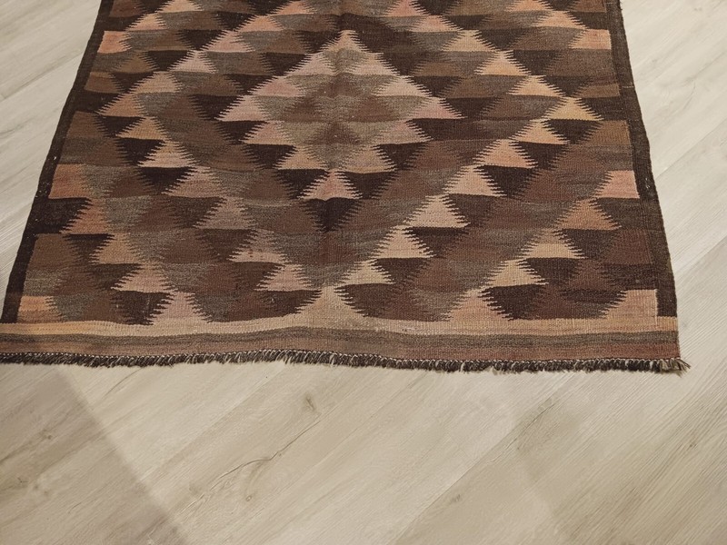 ESATATE CIRCA 1960 5'x14' RUNNER KILIM REVERSIBLE FLAT-WEAVE WOOL RUG 582529 gallery