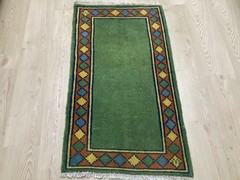 Green rug, Turkish rug, Vintage rug, Unique rug, Doormat rug, 2.1 x 3.7 ft