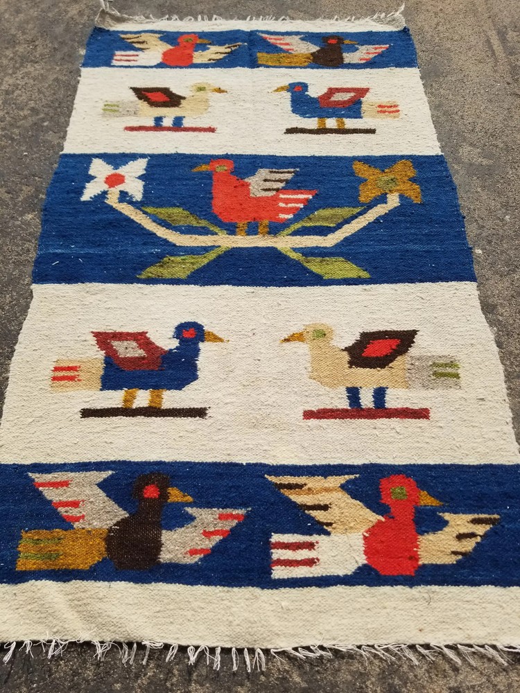 Vintage Traditional Handmade South American Wool Multicolor Kilim 4.5x2.5 ft