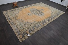 Oushak Turkish Vintage Rug 7×10 Kilim Rug Anatolian Handmade Boho Decor ORANGE