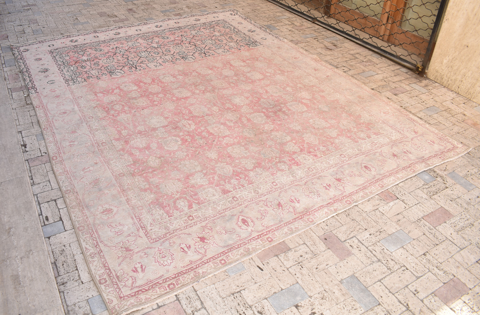 Turkish Rug 115''x148'' Vintage Light Muted Color 9x12 Rug Oushak Rug 293x378cm gallery