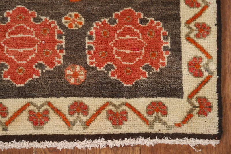 Vintage Dark Brown/ Ivory Abadeh Accent Rug 2'x2' Square Handmade Foyer Carpet gallery