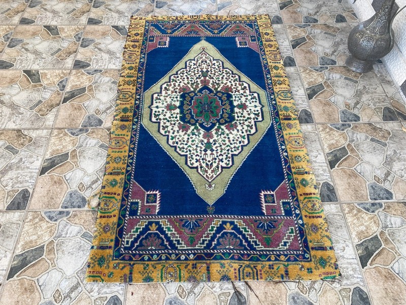 1980s Geometric Turkish Vintage Tribal Handmade Anatolian Area Rug 3′1.8″x5′8.1 gallery