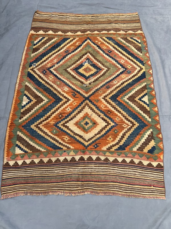 Terracotta Antique Turkish Rug Handwoven Tribal Navajo Geometric Kilim Boho gallery