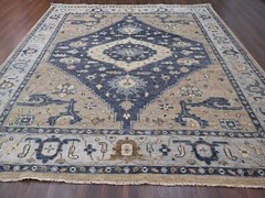 12’x17’8″ Exquisite Navy Blue, Naturel Color,Angora Pile Oushak Rug