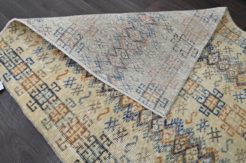 Oushak Turkish Doormat Rug 3x5 RAINBW Vintage Anatolian Handmade Small Kilim Rug gallery