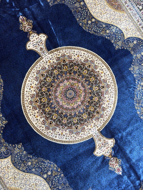 Large 8x11 Ft Blue Oriental Silk Area Rug High Quality Carpet Living Room Decor gallery