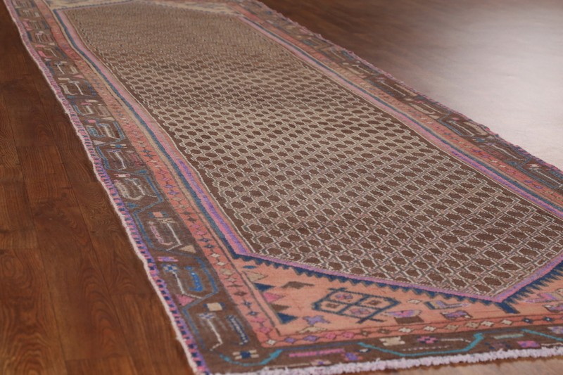Brown Geometric Tribal Traditional Hand-knotted Hallway 11 ft Runner Rug 3x11 gallery