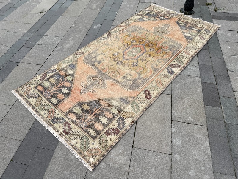 Vintage Oushak Rug 4x8.5 ft Hand-Knotted Turkish Wool Area Rug Boho gallery