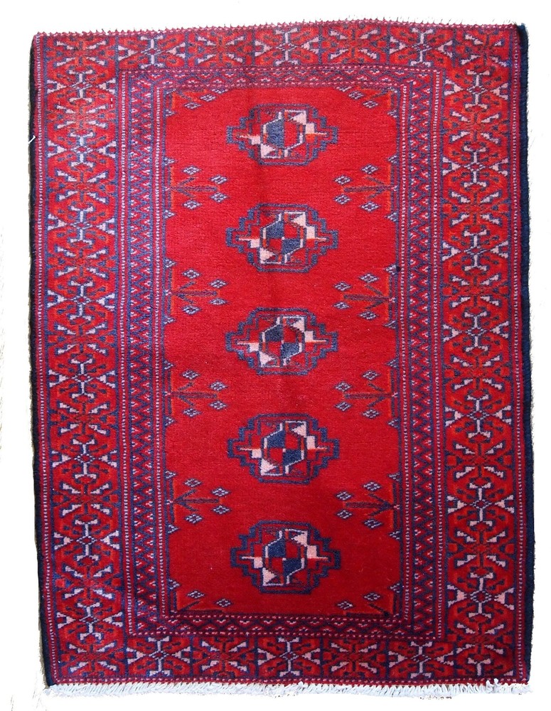 Vintage 1970s Handmade Turkmen Rug – 1.9' x 2.6' (58cm x 79cm) – 1C204