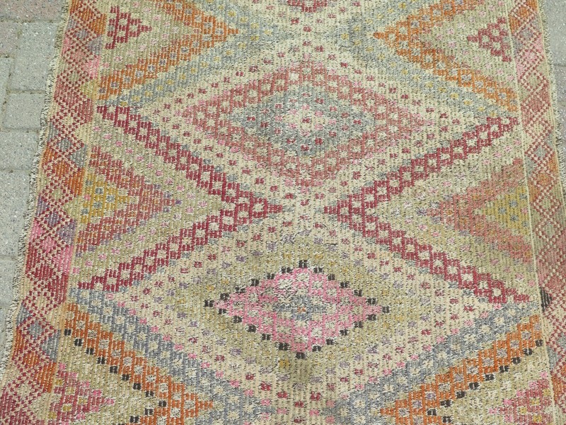Turkish Kilim Runner, Wool Rugs Runner, Carpet Runner Wide Corridor Rug 49"X152" gallery