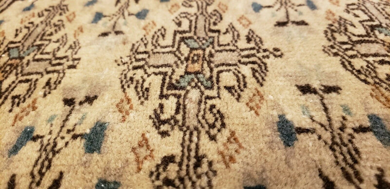 1930-1939's Antique Wool Pile Muted Natural Dye Bunyan Runner Rug 2'6" x 9'6" gallery