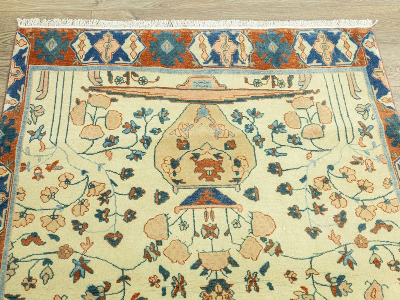 Handmade Turkish Oushak Rug – Vintage Wool Carpet Beige Rust Blue 4'4''x6'3'' gallery