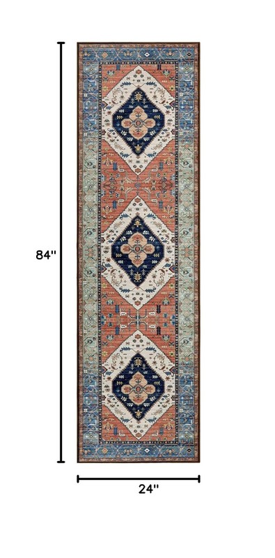 Vintage Tribal Medallion Washable Hallway Runner Rug 2x7, Non-Slip Kitchen Mat gallery