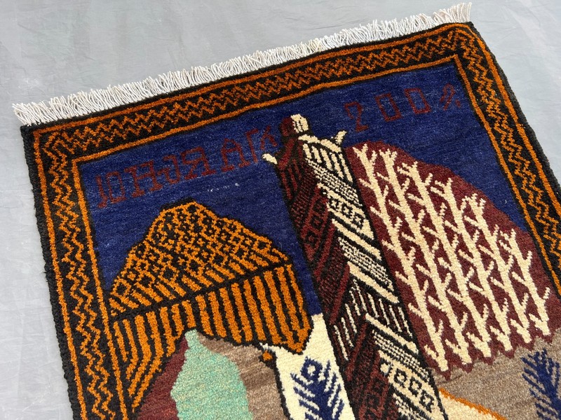 2'6 x 4'6 ft Vintage Afghan Hand Knotted Baluchi Pictorial Rug | Tribal Art Rug gallery