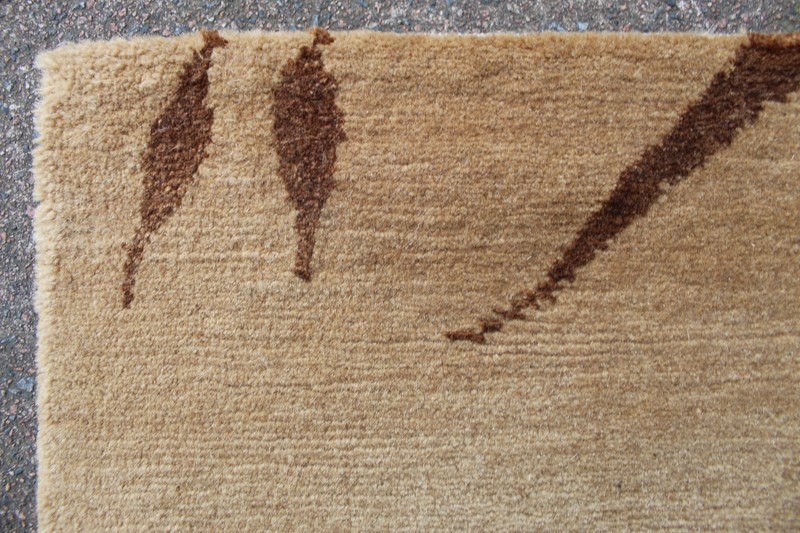 Vintage Traditional Hand Made Oriental Contemporary Wool Silk Gold Rug 122x70cm gallery