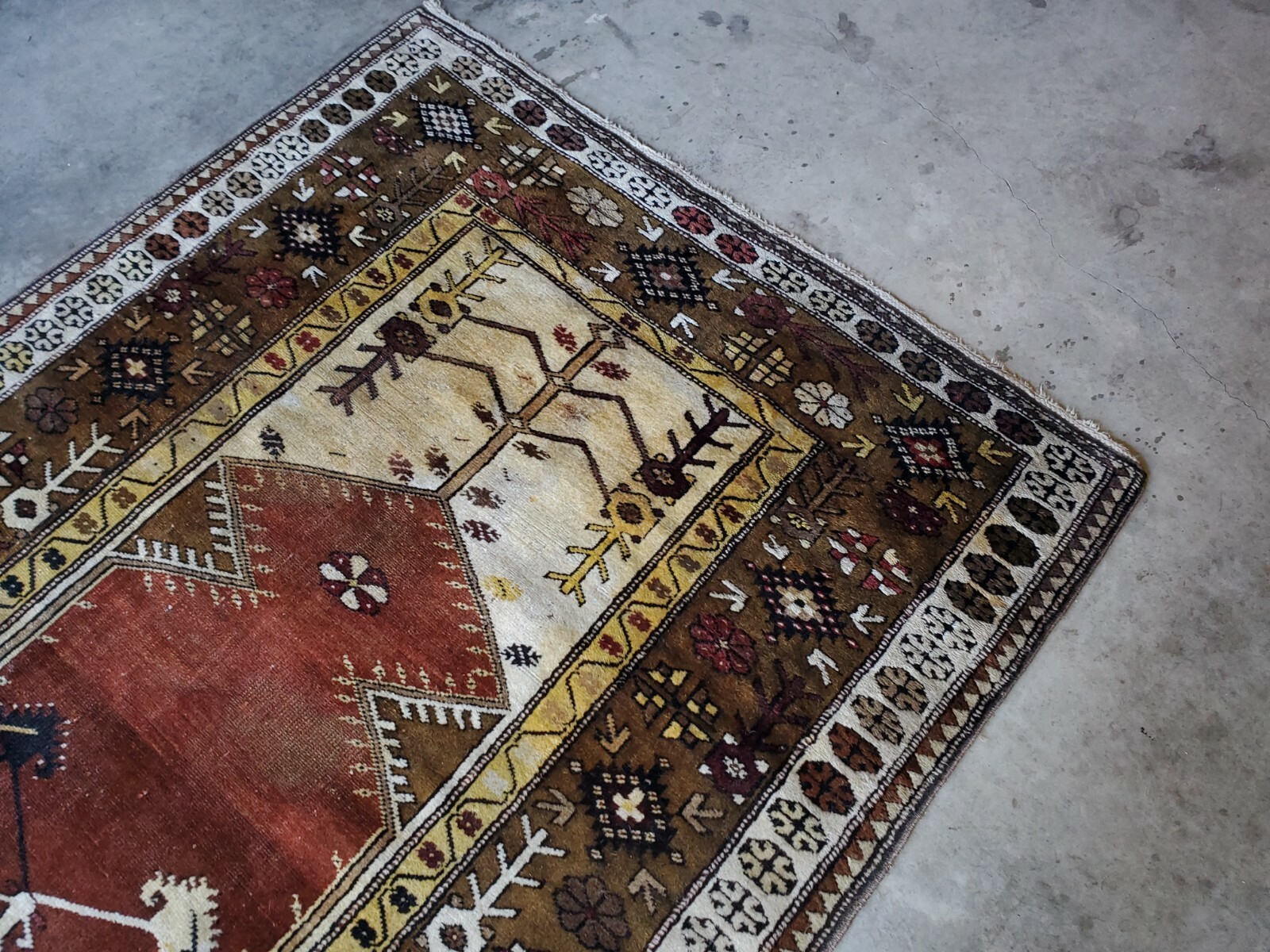 Antique 1935-1940s,Henna Natural Dyes, 4x7ft Tribal Dowry Rug Turkey gallery