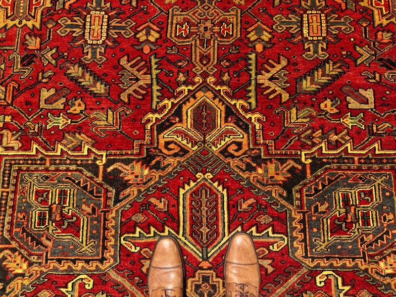 10x14 VINTAGE HERIZ RUG handmade wool oriental handwoven ANTIQUE geometric clean gallery