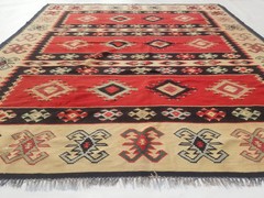 Vintage Traditional Handmade Turkish Wool Red Carpet Rug 7.2×6.7ft