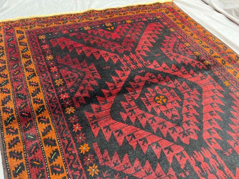 4'8x9'5 ft Vintage Afghan Hand Knotted Baluchi Rug Geometric Tribal Area Carpet gallery