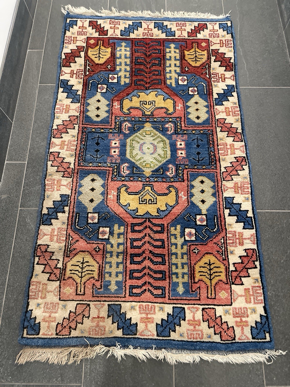 VINTAGE TURKISH RUG KAZAK DESIGN BRIGHT COLORFUL HAND KNOTTED WOOL gallery