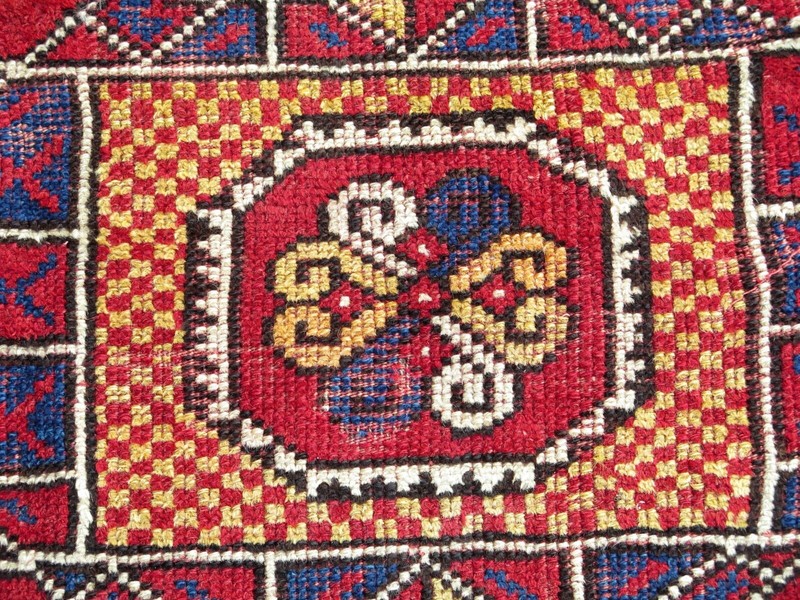 Oriental Antique Carpet, Red Wool Rugs, Handwoven Bedroom Floor Teppiche 50"x66" gallery