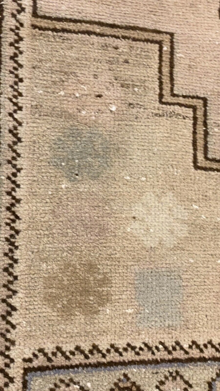 Bohemian Antique Cr1900-1939's Muted Dye Velvety Wool Pile Oushak Rug 8’4”x3’11” gallery