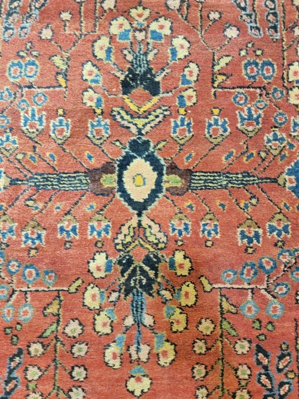 Antique Oriental Hand-Knotted Wool Runner Red/Ivory/Navy Blue/Blue 3'11" x 16'11 gallery