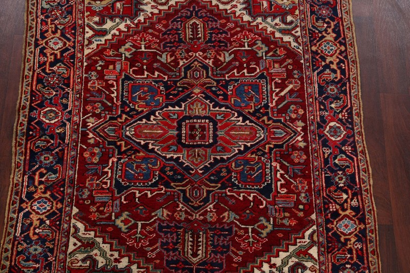 Antique Geometric Area Rug 5x6 Ft Handmade Traditional Wool Red Medallion Rug gallery