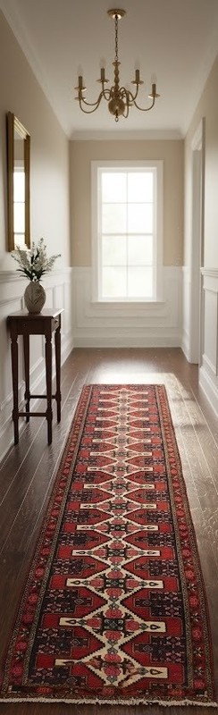 3'1 x 12'10 ft Red Runner Rug Floral Vintage Carpet Hallway Kitchen Decor gallery