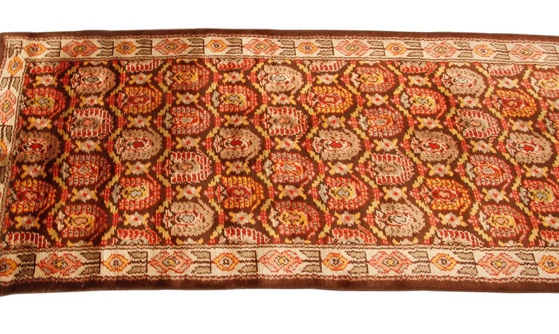 3x12 Antique Axminster Runner England Rare Brown Rug 92cm x 351cm C.1900 gallery
