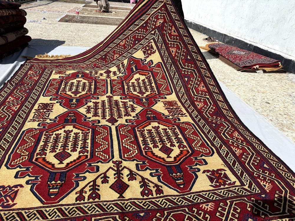 7x9 ft Afghan Handwoven Vintage Wool Kilim Rug Geometric Muted Terracotta Carpet