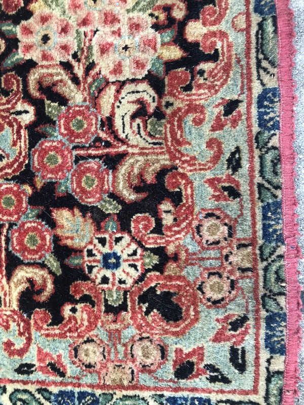 Antique Kirman Oriental Rug 11’8” X 8’8”Rare Design Handmade Pink Carnations gallery
