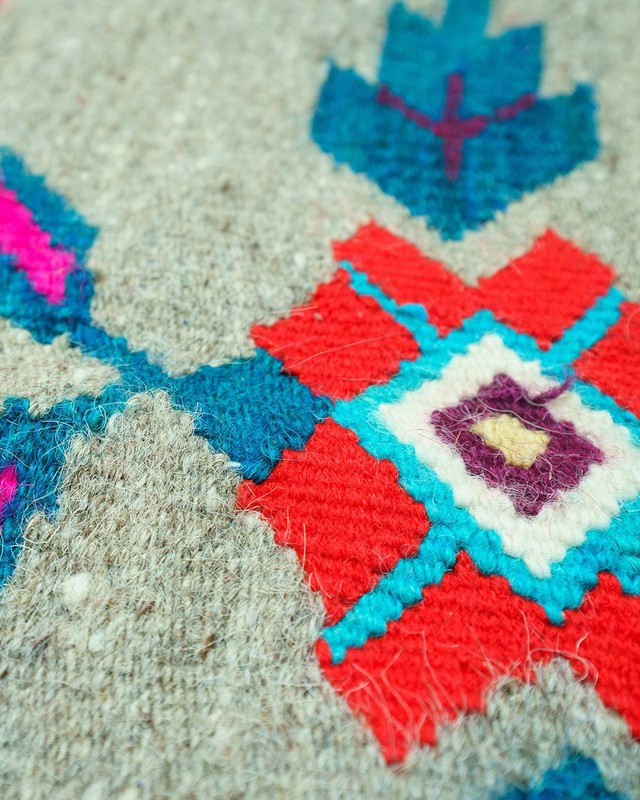 Oltenian Kilim Runner 100% Wool Geometric Purple Teal Pink 1970s Romania 13x6ft gallery