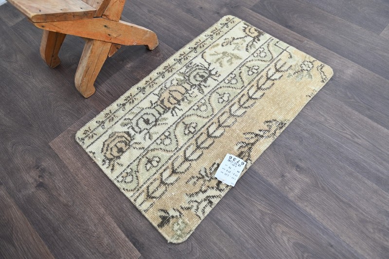 Oushak Turkish Doormat Rug 2x2 BEIGE Anatolian Handmade Vintage Small Kilim Rug gallery