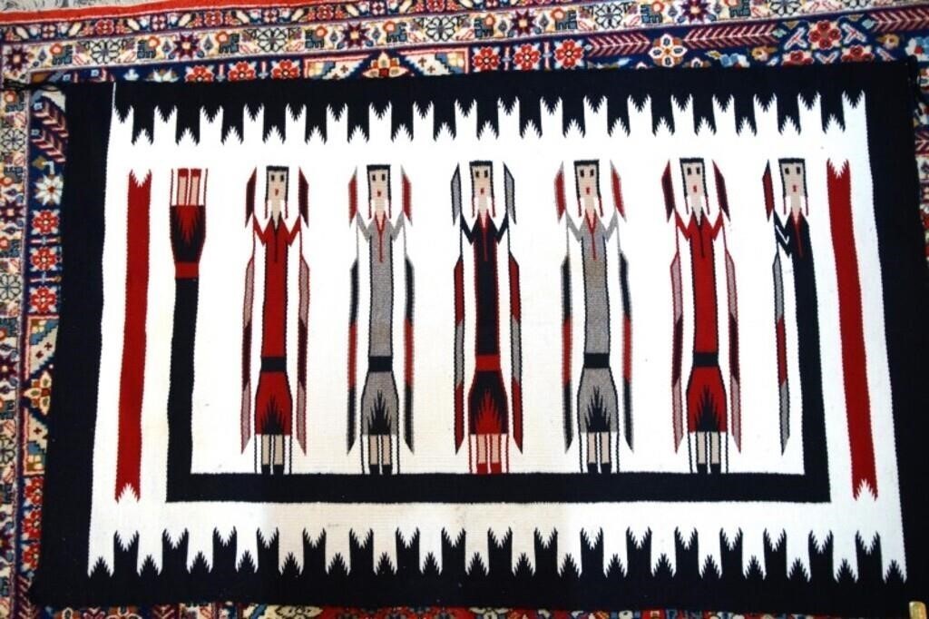 Navajo Rug 35 In x 57 Human Pictorials, Native American, Wool Hand Knotted, Yei gallery