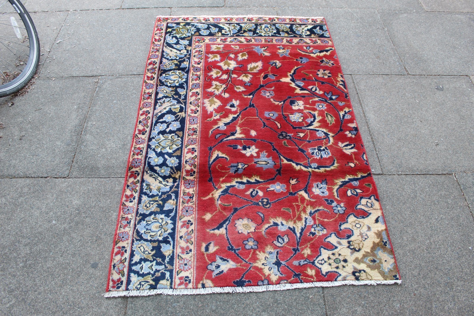Vintage Fragment Hand Made Traditional Oriental Wool Red Rug 149x92cm gallery