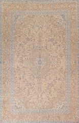 Traditional Floral Handmade Area Rug 9×13 Peach Wool Living Room Vintage Carpet